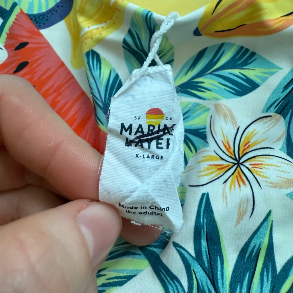 Marine Layer One Piece Bathing Suit Fruit Pattern Yellow Summer Size XL - Picture 3 of 6